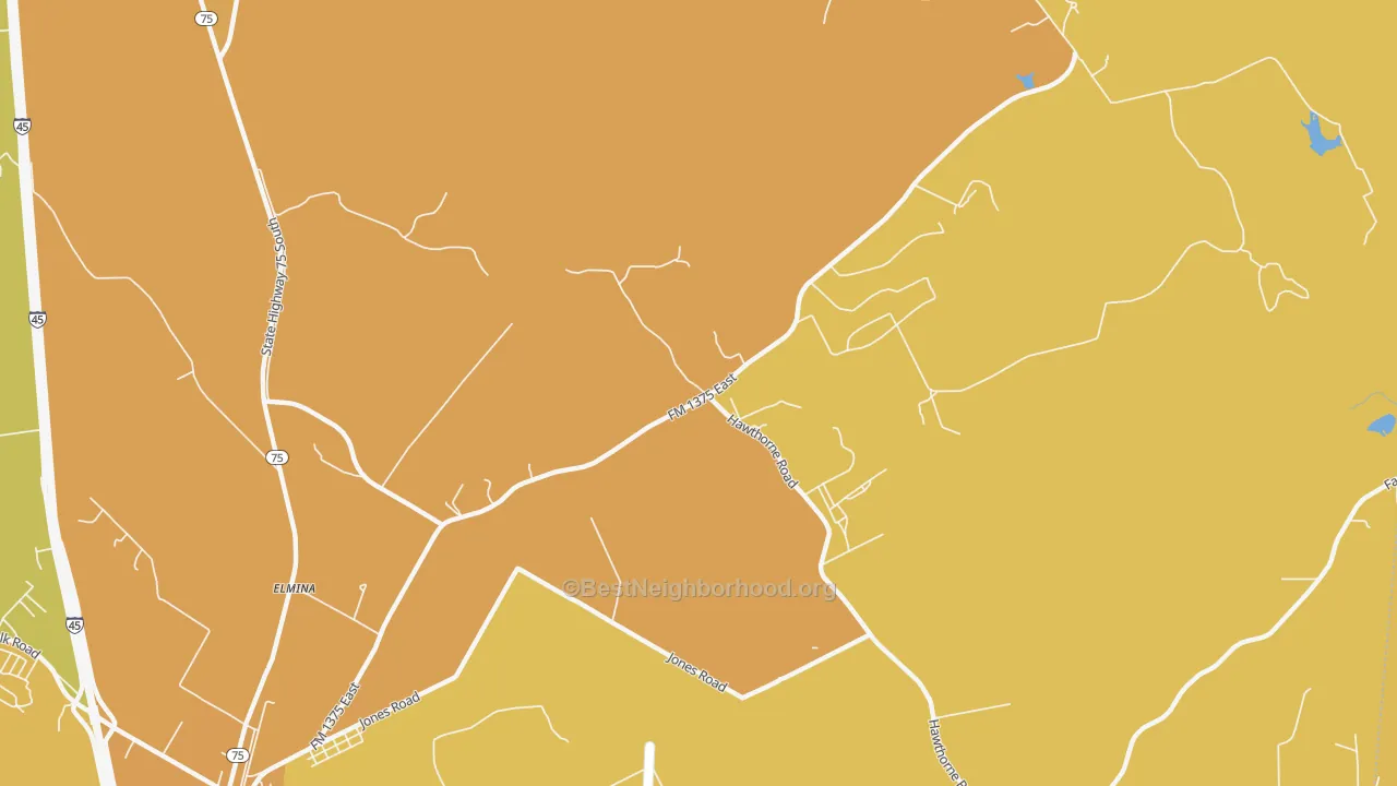 Map of the best neighborhoods in the Maynard area, with better matches in green and worse matches in red