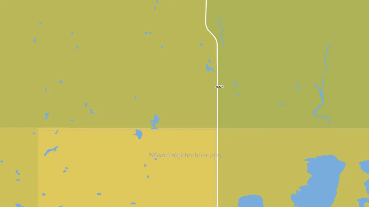 Map of the best neighborhoods in the Maza area, with better matches in green and worse matches in red
