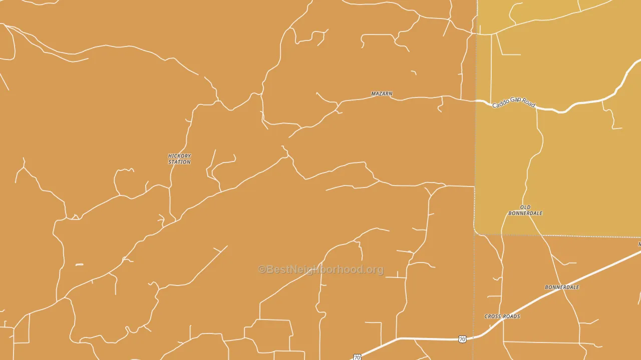 Map of the best neighborhoods in the Mazarn area, with better matches in green and worse matches in red