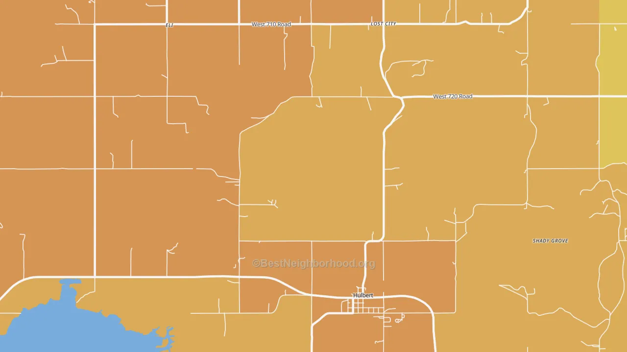 Map of the best neighborhoods in the McBride area, with better matches in green and worse matches in red