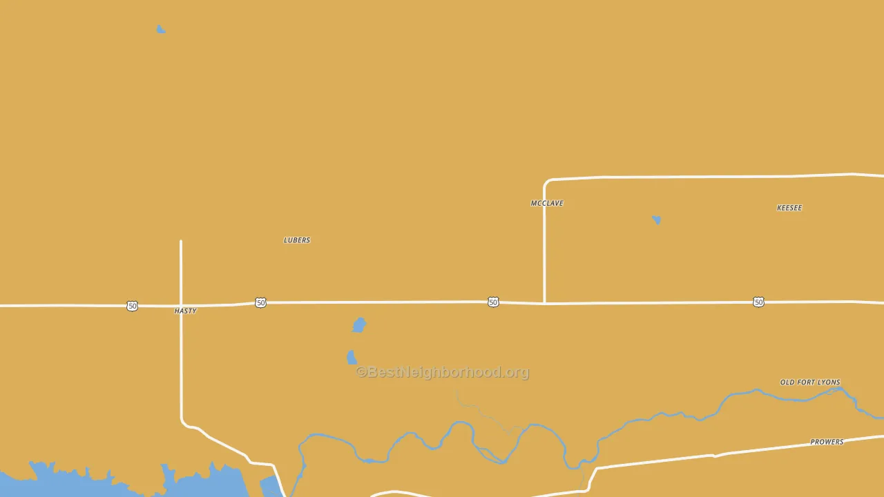 Map of the best neighborhoods in the McClave area, with better matches in green and worse matches in red