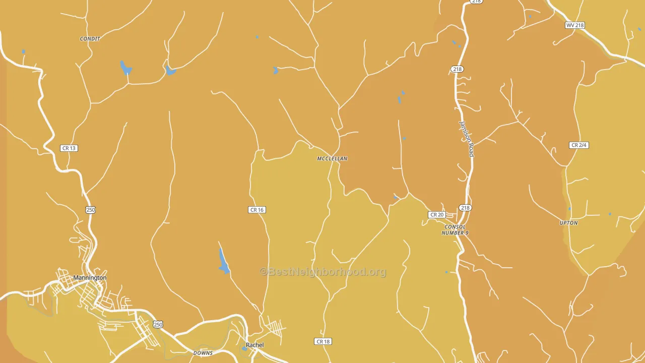 Map of the best neighborhoods in the McClellan area, with better matches in green and worse matches in red
