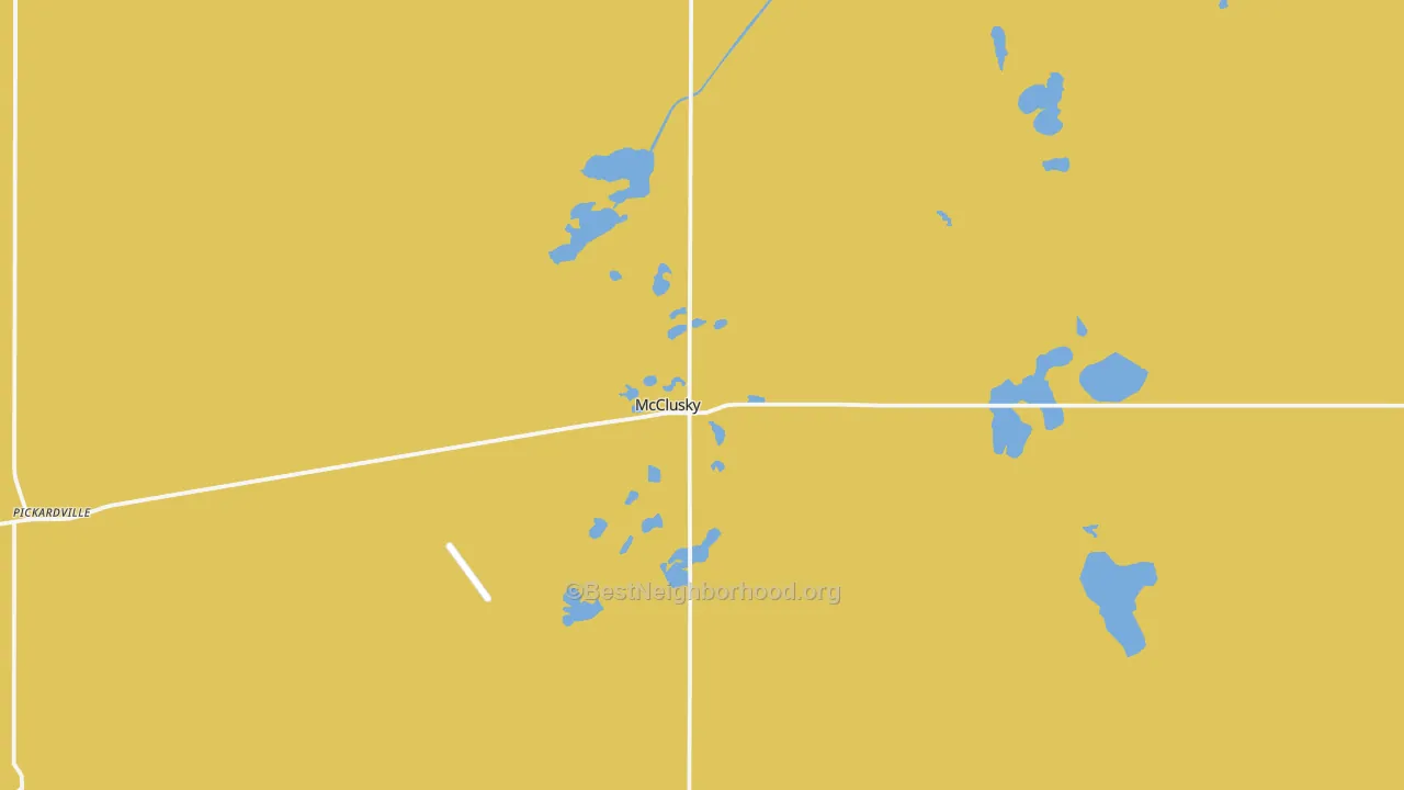 Map of the best neighborhoods in the Mcclusky area, with better matches in green and worse matches in red
