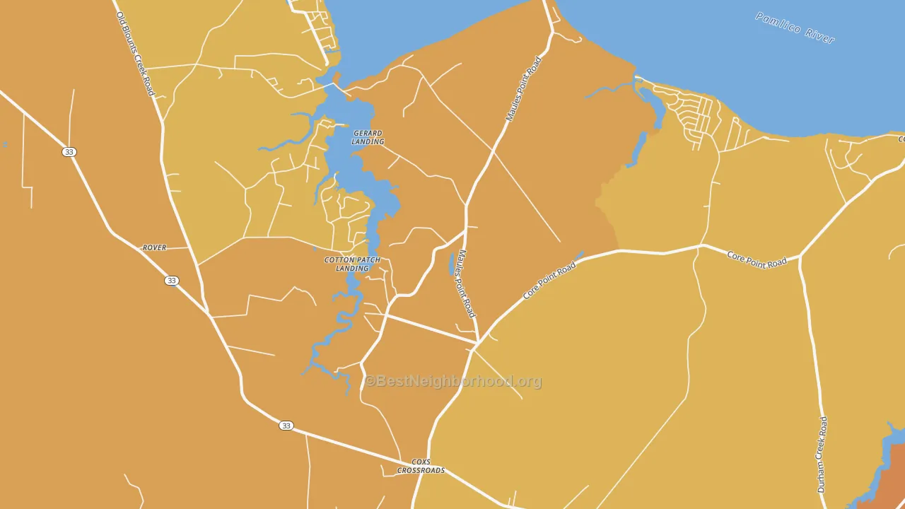 Map of the best neighborhoods in the McConnell area, with better matches in green and worse matches in red