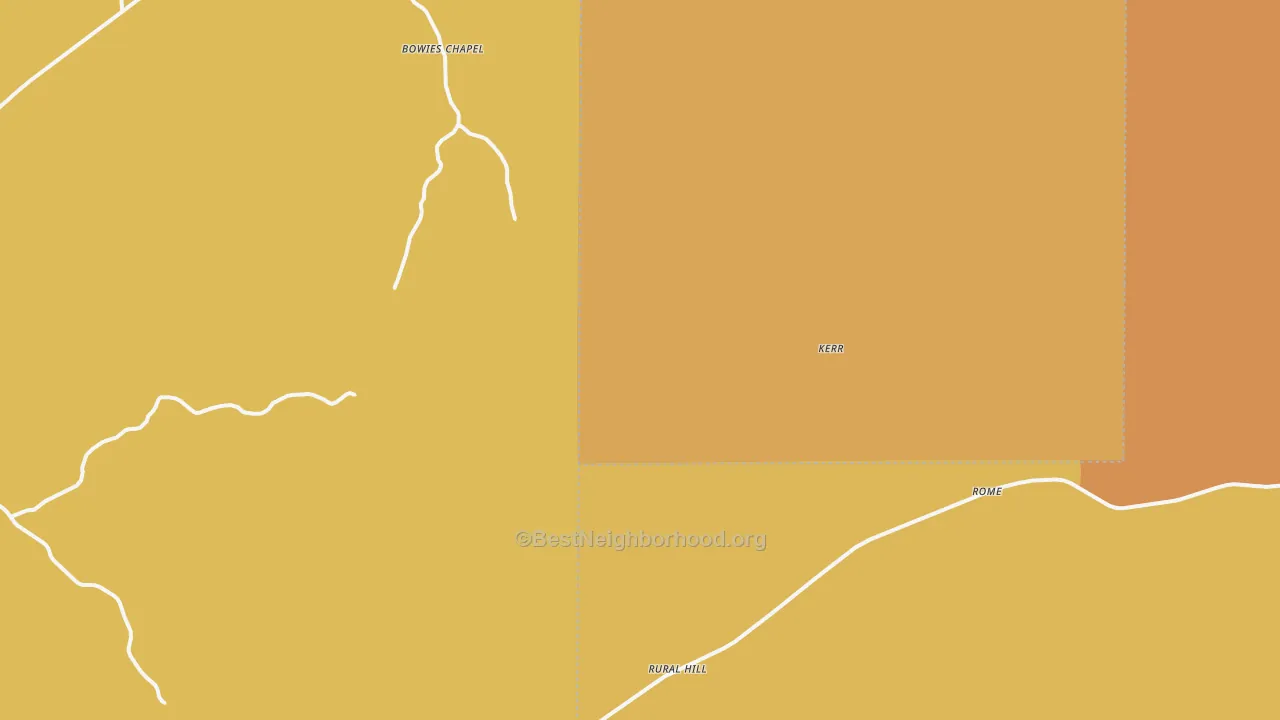 Map of the best neighborhoods in the McCool area, with better matches in green and worse matches in red