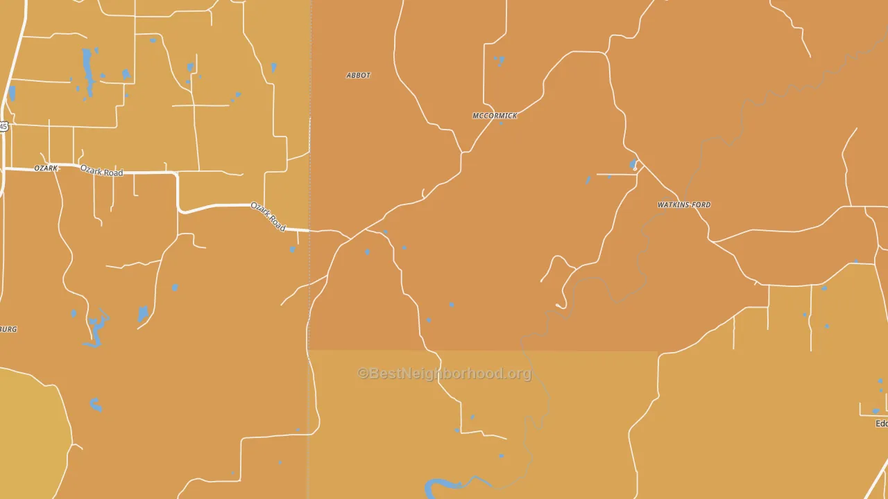 Map of the best neighborhoods in the McCormick area, with better matches in green and worse matches in red