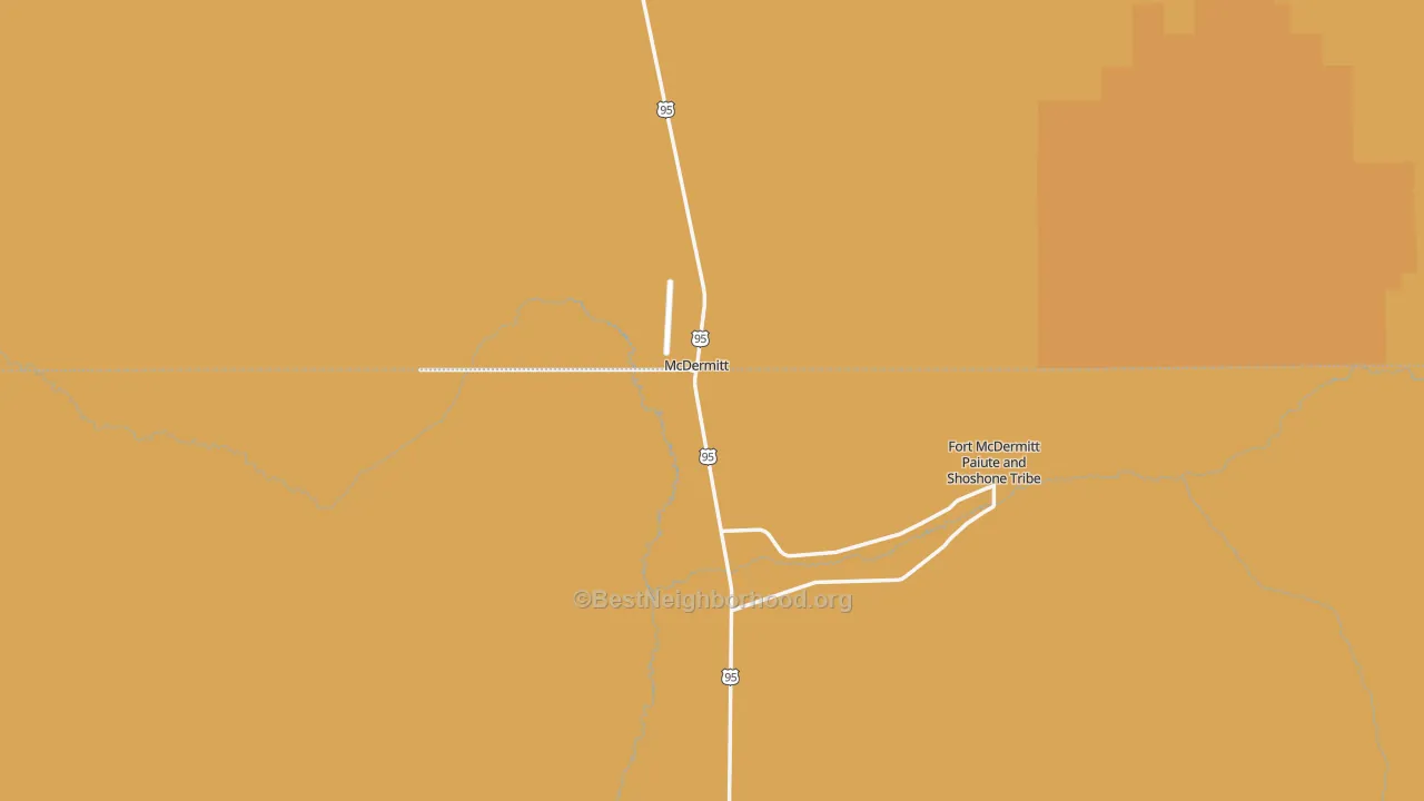 Map of the best neighborhoods in the McDermitt area, with better matches in green and worse matches in red