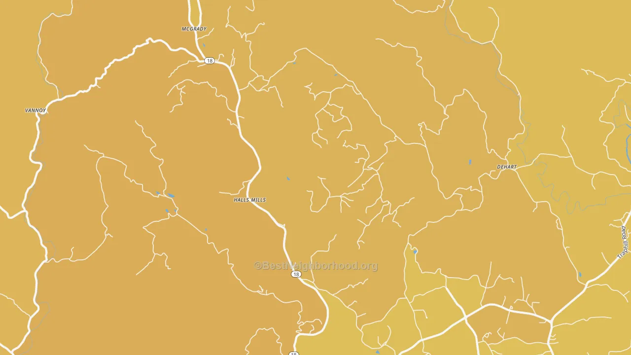 Map of the best neighborhoods in the McGrady area, with better matches in green and worse matches in red