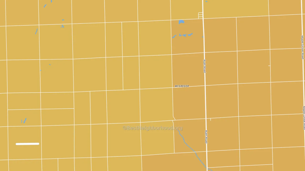 Map of the best neighborhoods in the McGregor area, with better matches in green and worse matches in red