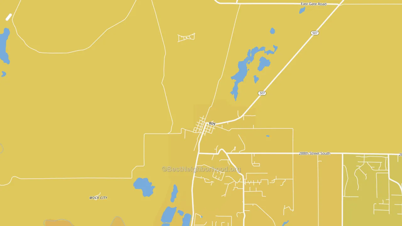 Map of the best neighborhoods in the Mckenna area, with better matches in green and worse matches in red