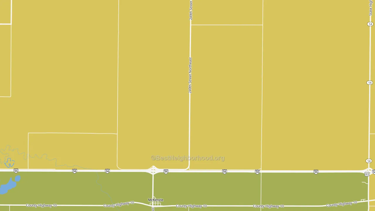 Map of the best neighborhoods in the Mckenzie area, with better matches in green and worse matches in red