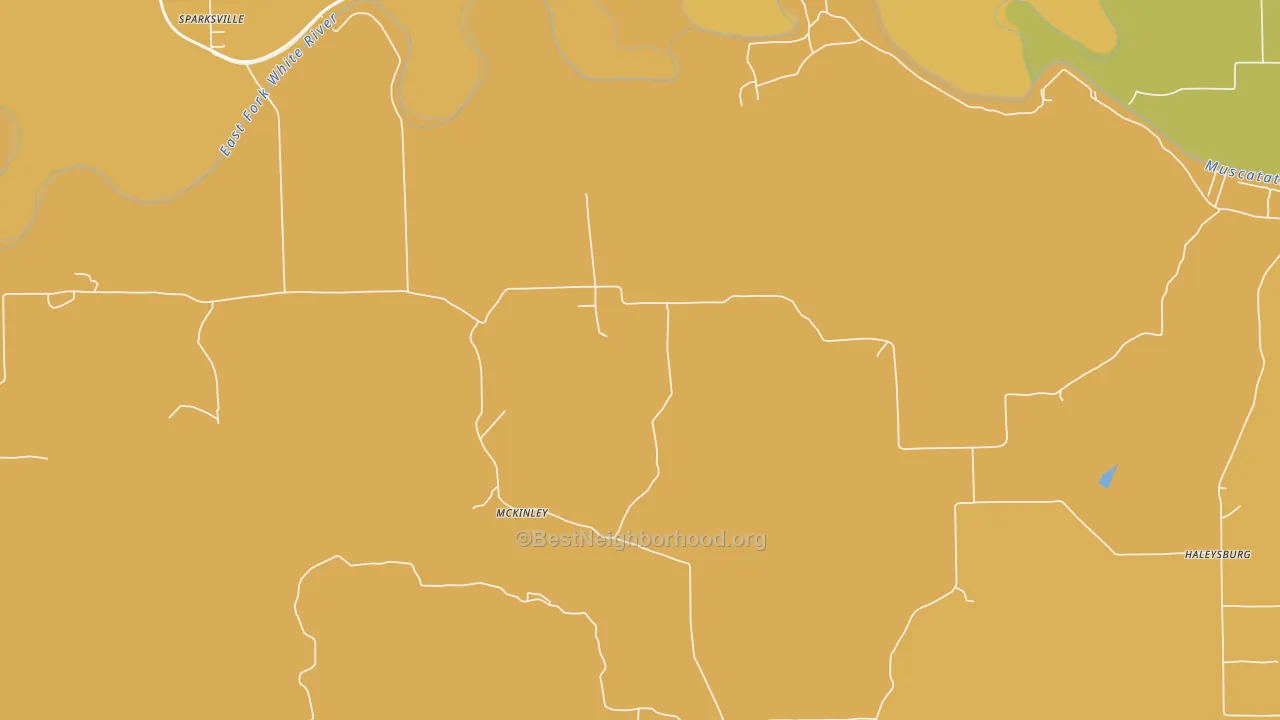 Map of the best neighborhoods in the McKinley area, with better matches in green and worse matches in red