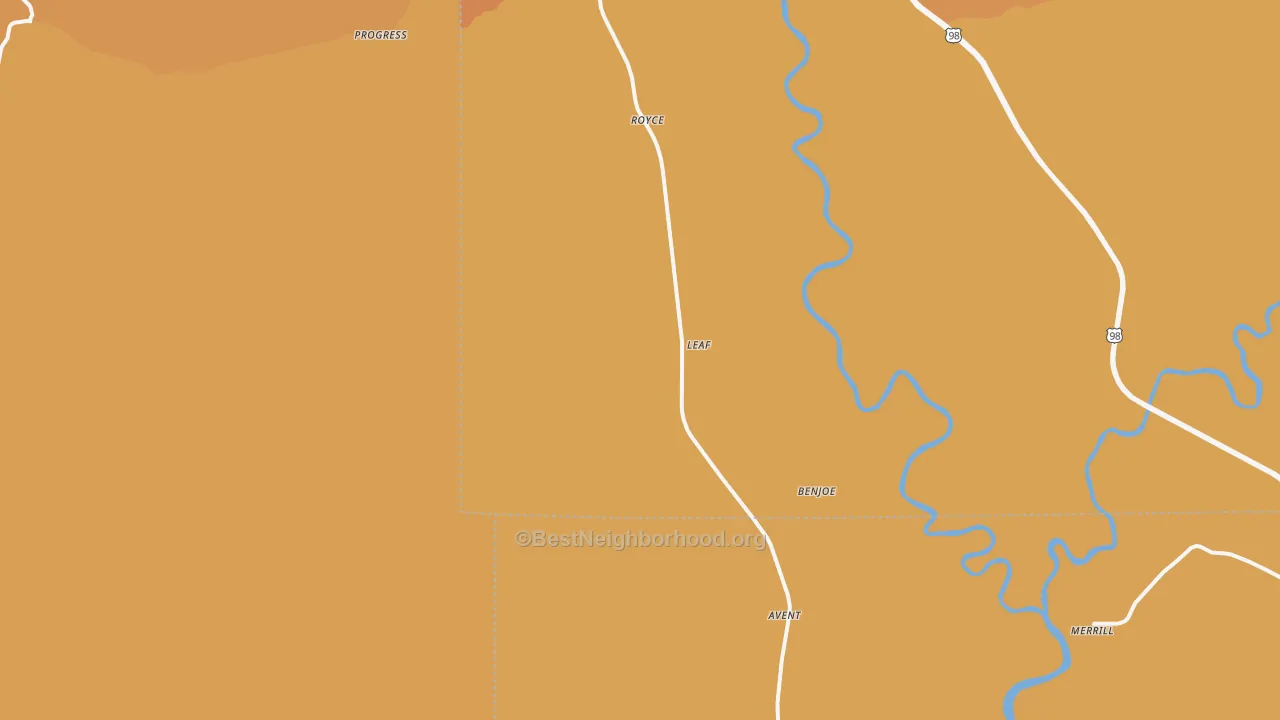 Map of the best neighborhoods in the McLain area, with better matches in green and worse matches in red