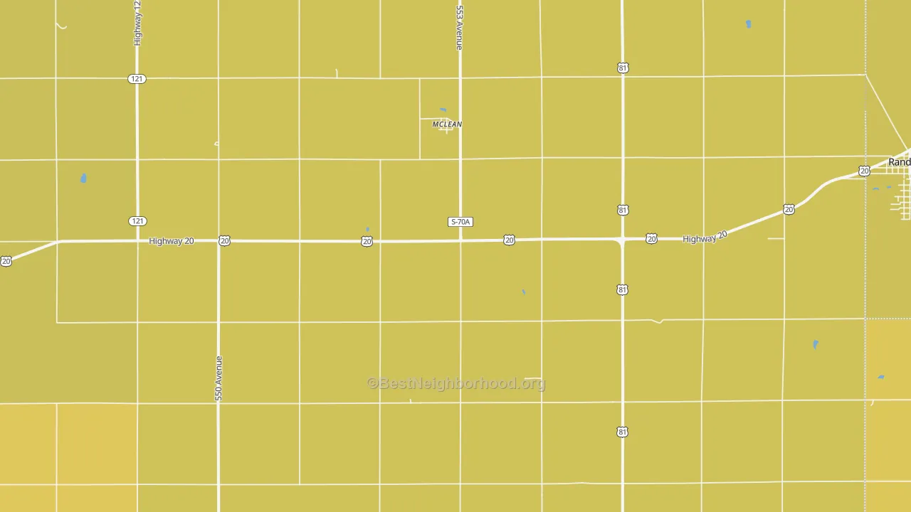 Map of the best neighborhoods in the Mclean area, with better matches in green and worse matches in red