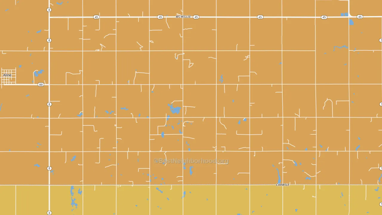 Map of the best neighborhoods in the McWillie area, with better matches in green and worse matches in red