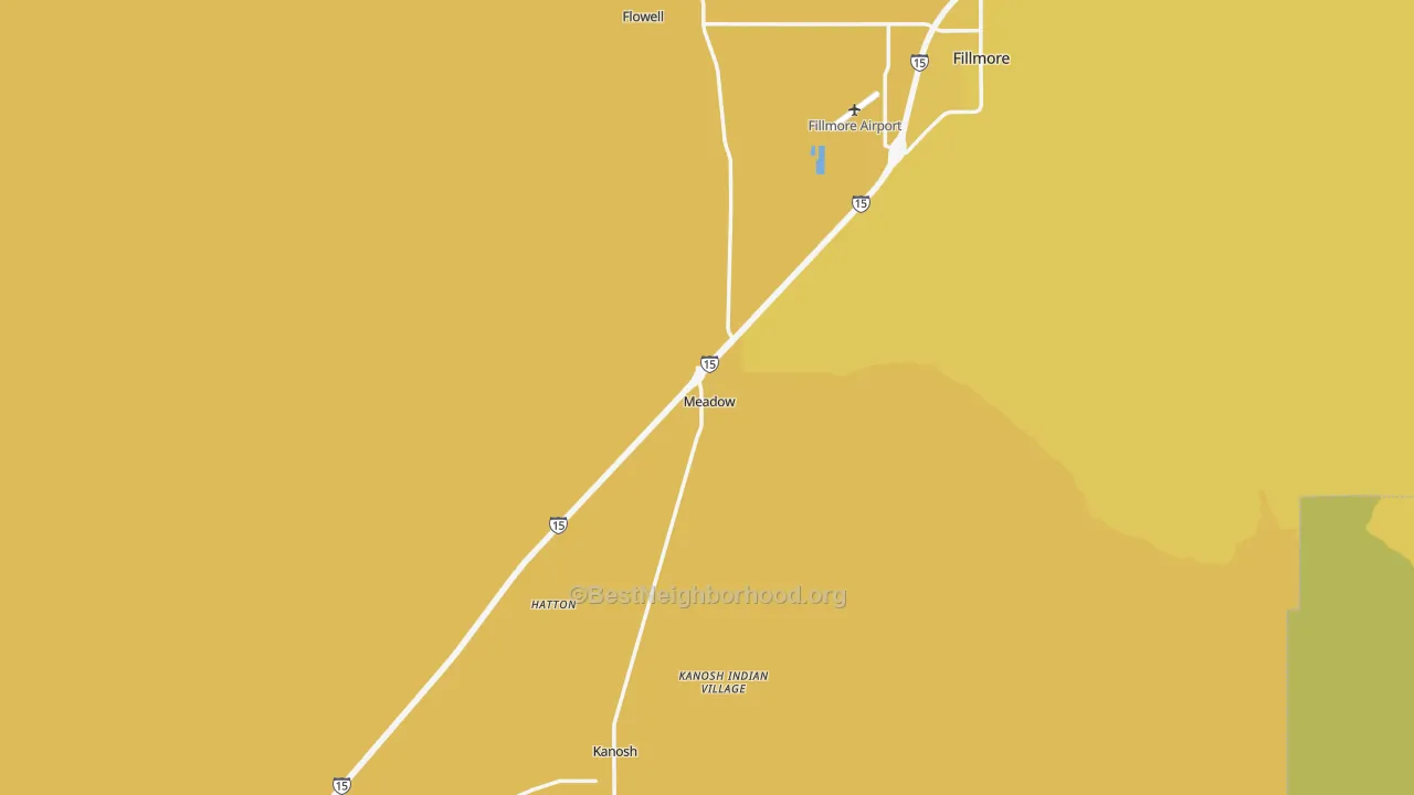Map of the best neighborhoods in the Meadow area, with better matches in green and worse matches in red