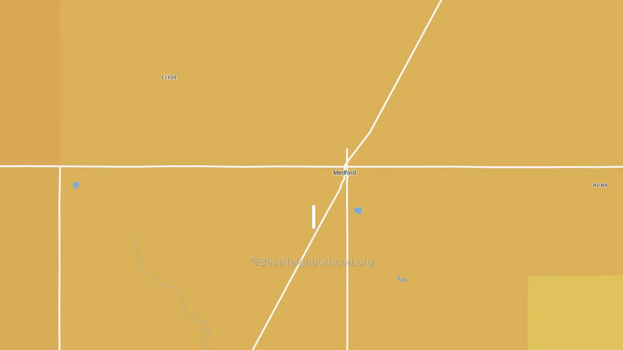 Map of the best neighborhoods in the Medford area, with better matches in green and worse matches in red