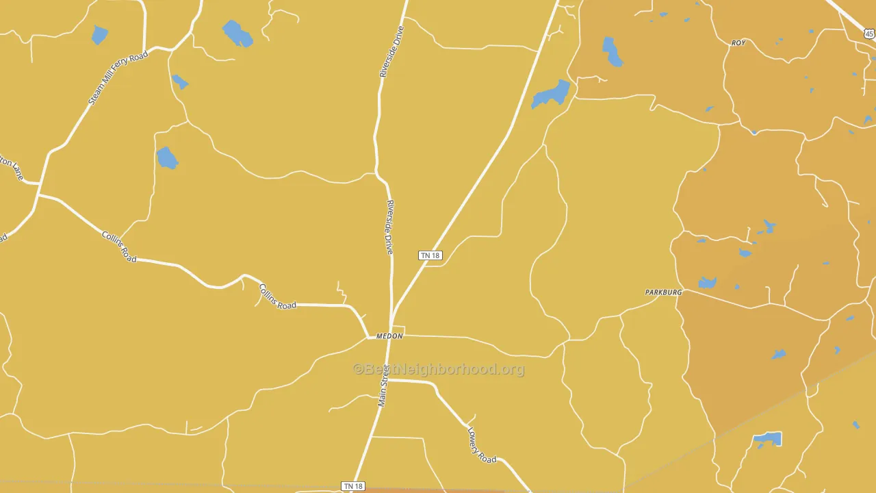 Map of the best neighborhoods in the Medon area, with better matches in green and worse matches in red