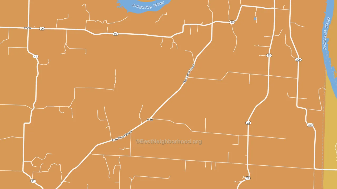 Map of the best neighborhoods in the Meg area, with better matches in green and worse matches in red