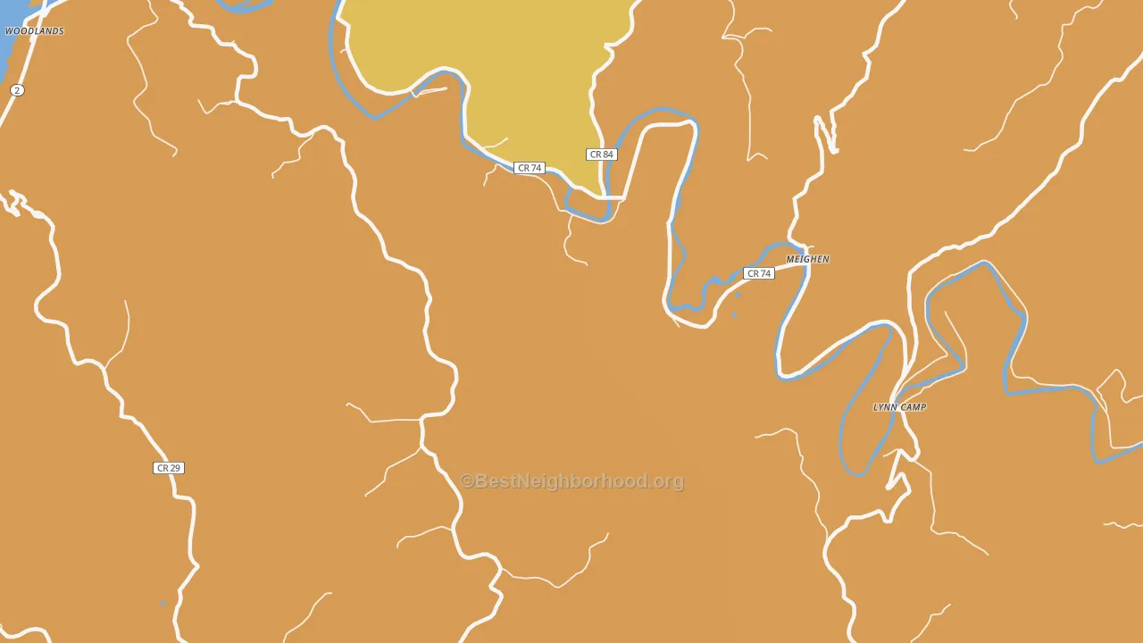 Map of the best neighborhoods in the Meighen area, with better matches in green and worse matches in red