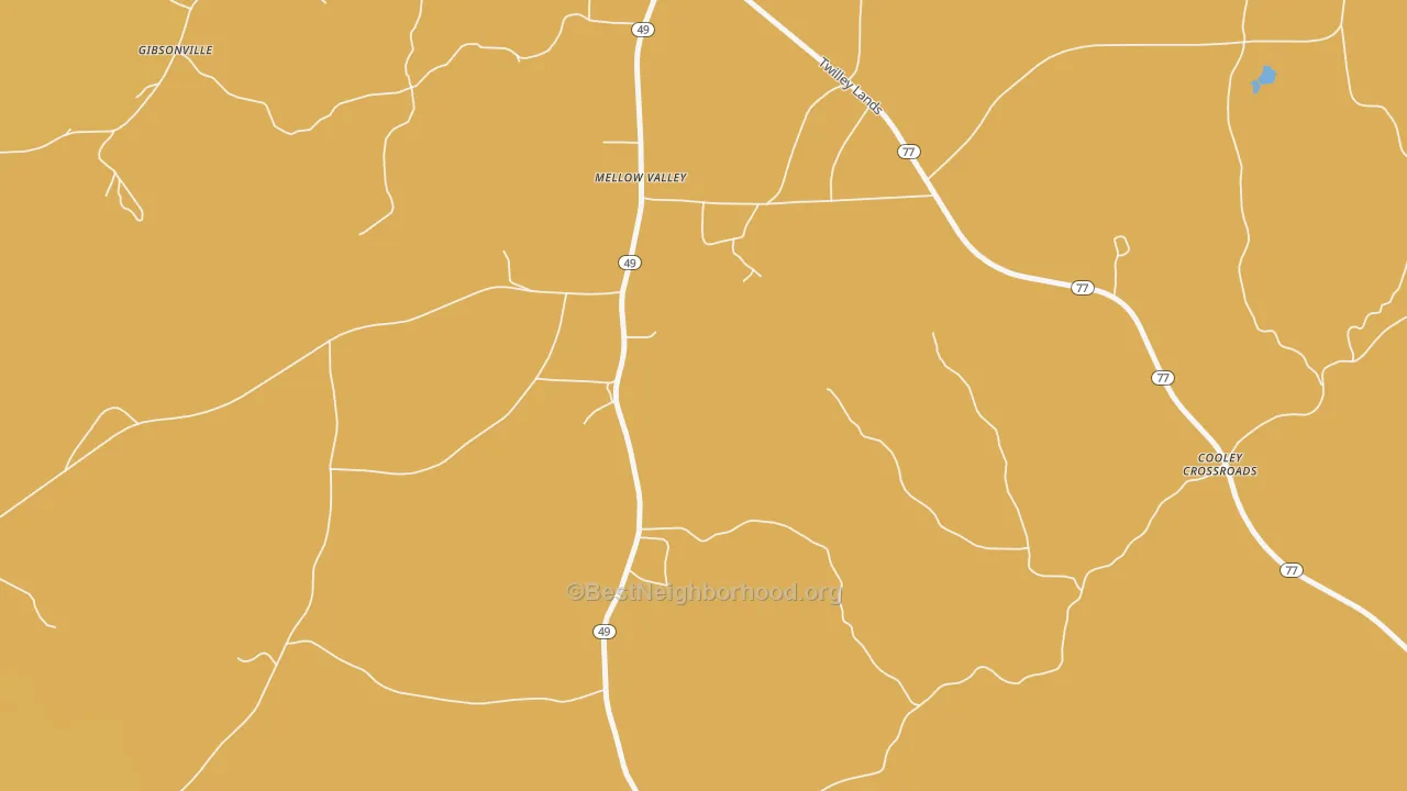 Map of the best neighborhoods in the Mellow Valley area, with better matches in green and worse matches in red
