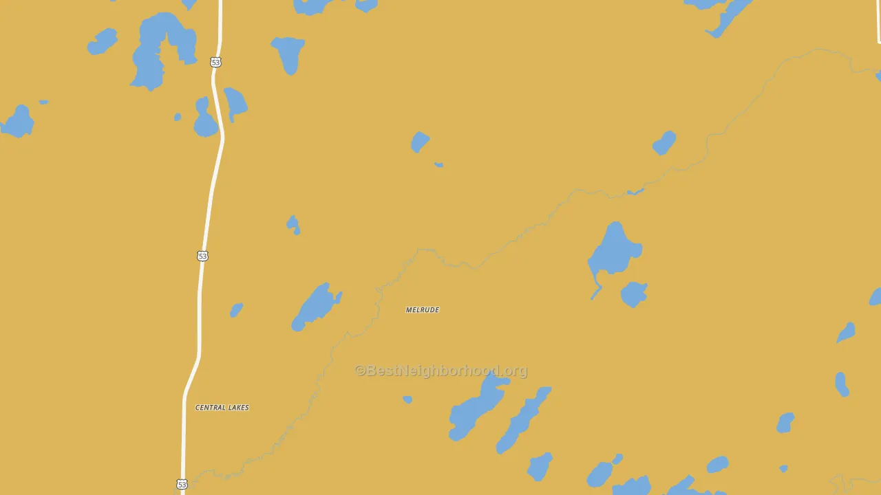 Map of the best neighborhoods in the Melrude area, with better matches in green and worse matches in red