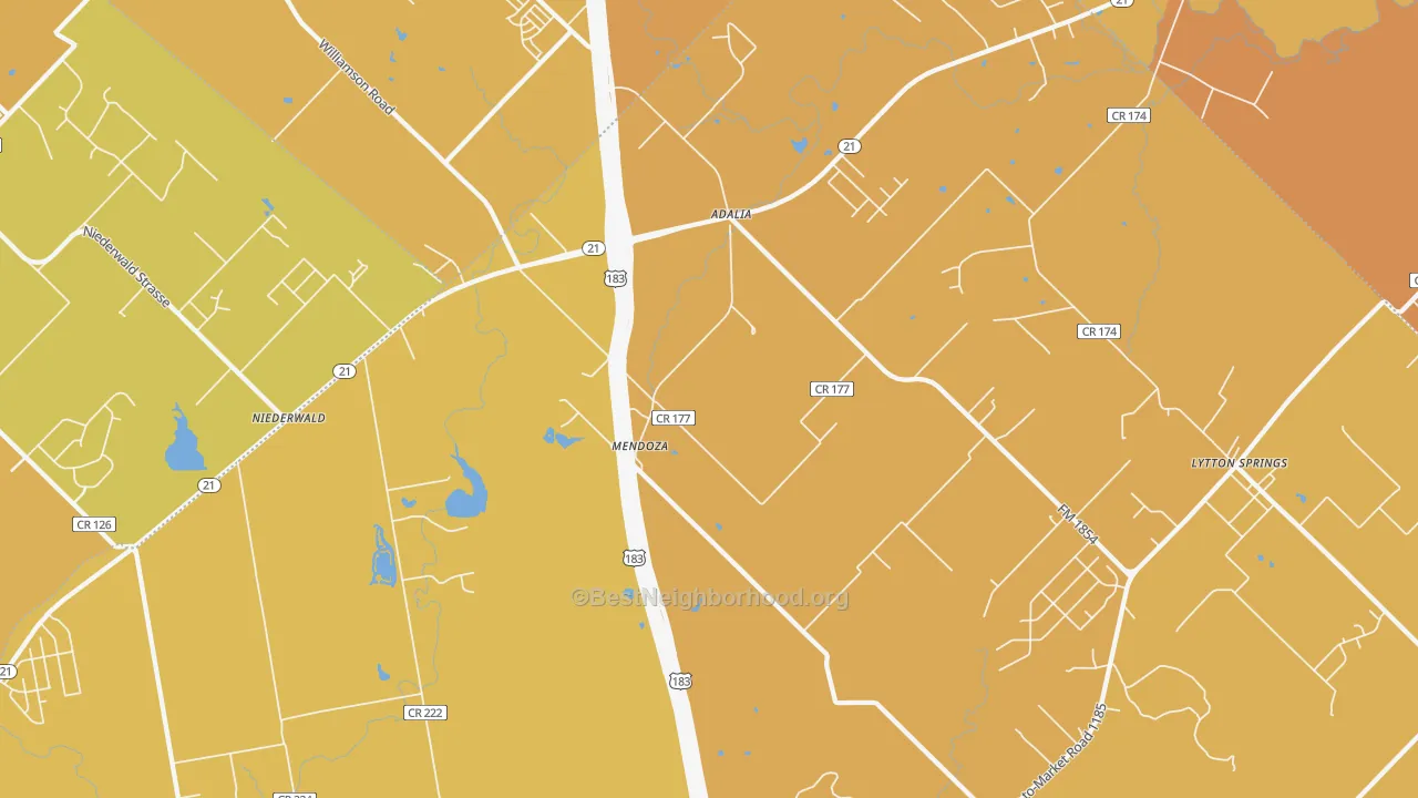 Map of the best neighborhoods in the Mendoza area, with better matches in green and worse matches in red