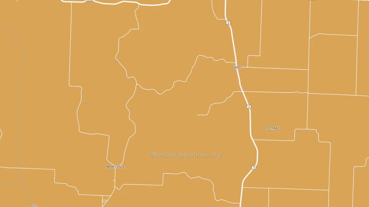 Map of the best neighborhoods in the Mercyville area, with better matches in green and worse matches in red