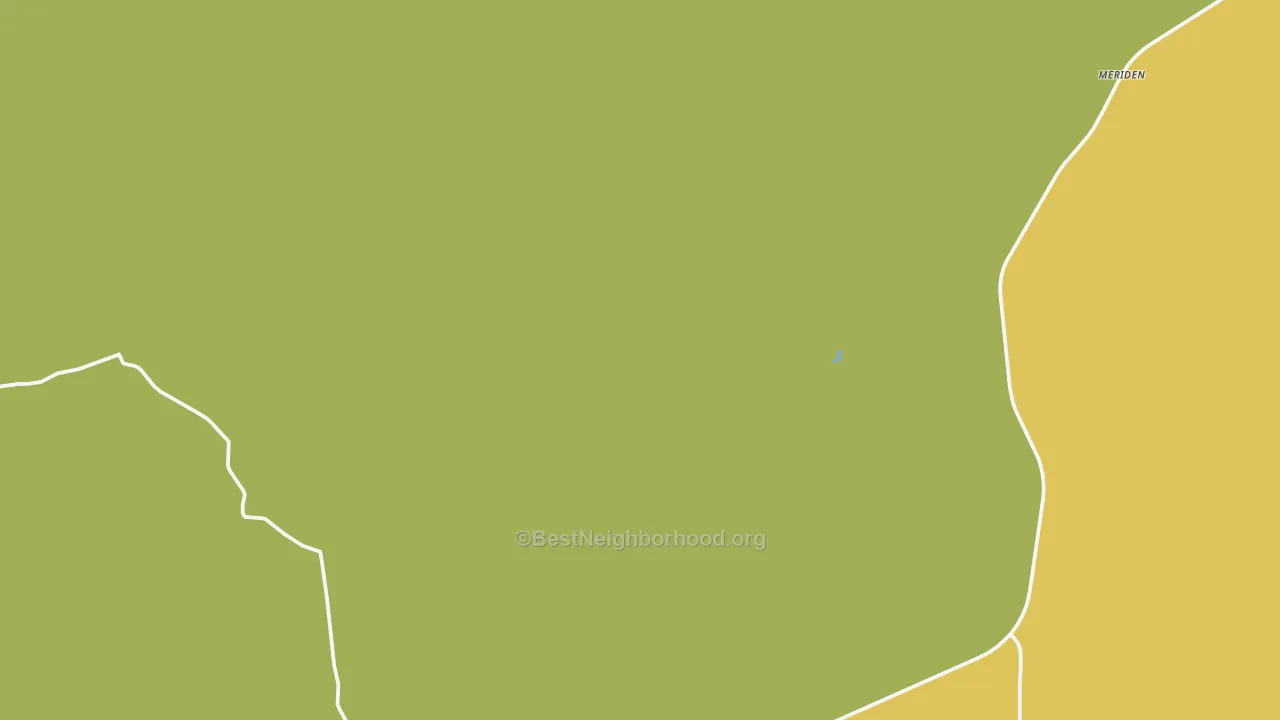 Map of the best neighborhoods in the Meriden area, with better matches in green and worse matches in red