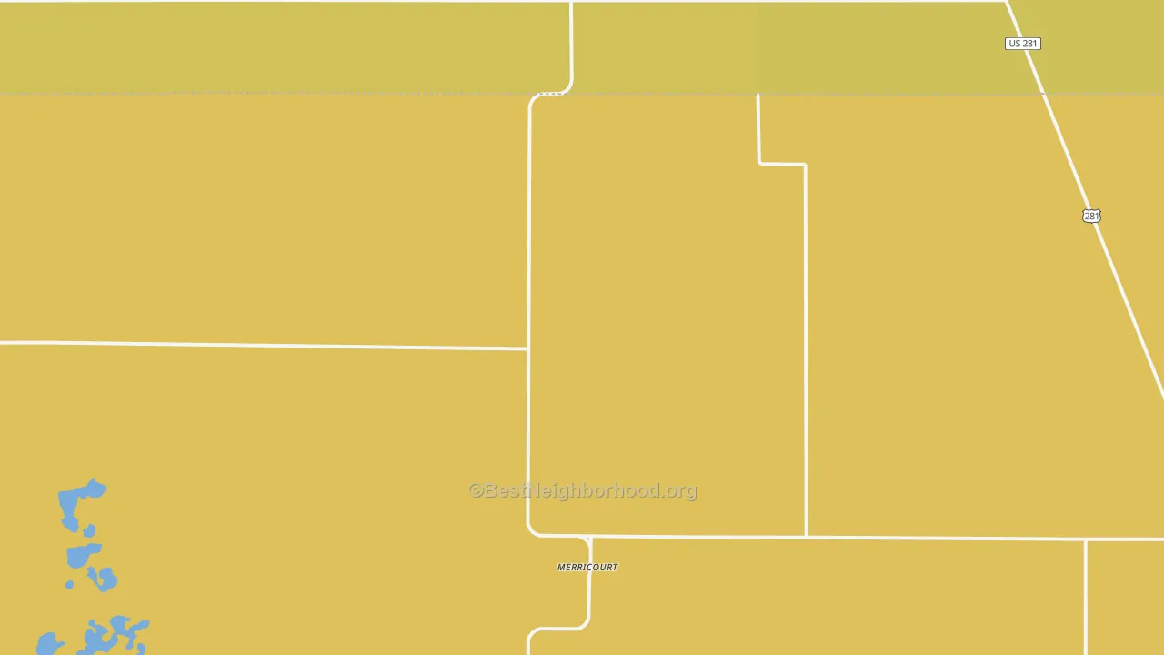 Map of the best neighborhoods in the Merricourt area, with better matches in green and worse matches in red