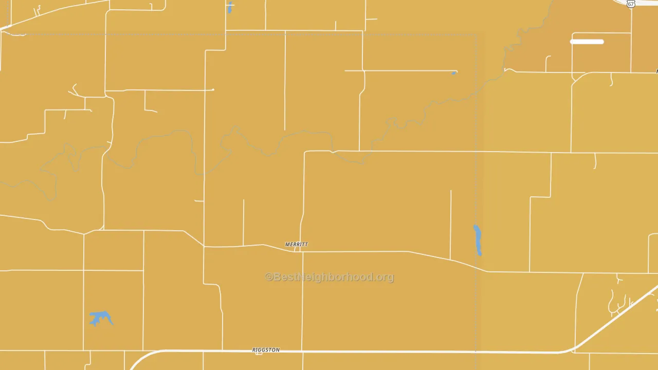 Map of the best neighborhoods in the Merritt area, with better matches in green and worse matches in red
