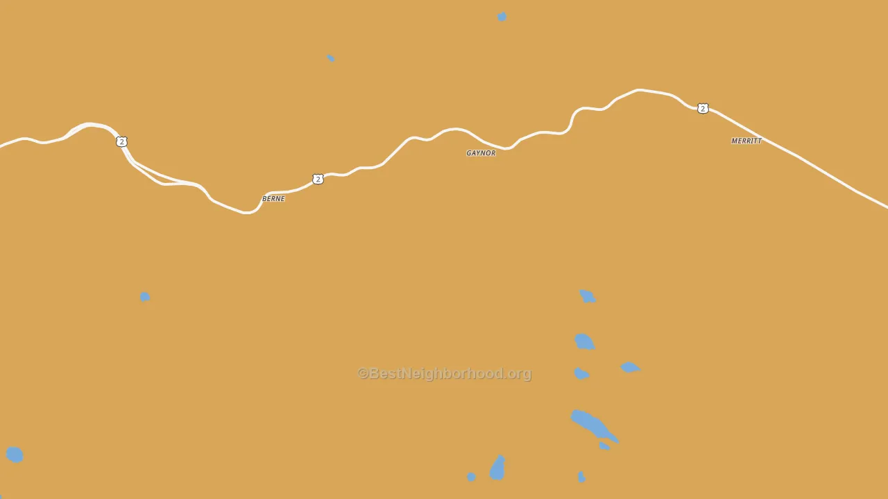 Map of the best neighborhoods in the Merritt area, with better matches in green and worse matches in red