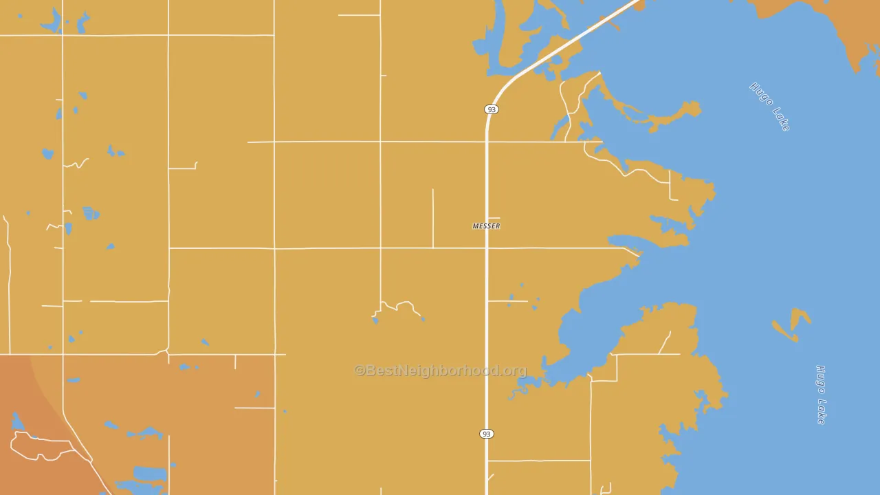Map of the best neighborhoods in the Messer area, with better matches in green and worse matches in red