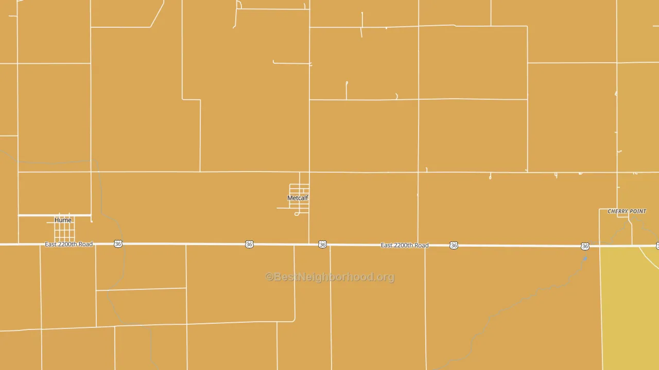 Map of the best neighborhoods in the Metcalf area, with better matches in green and worse matches in red