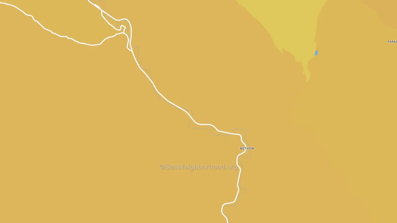 Map of the best neighborhoods in the Methow area, with better matches in green and worse matches in red