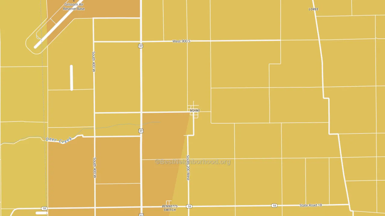 Map of the best neighborhoods in the Miami area, with better matches in green and worse matches in red