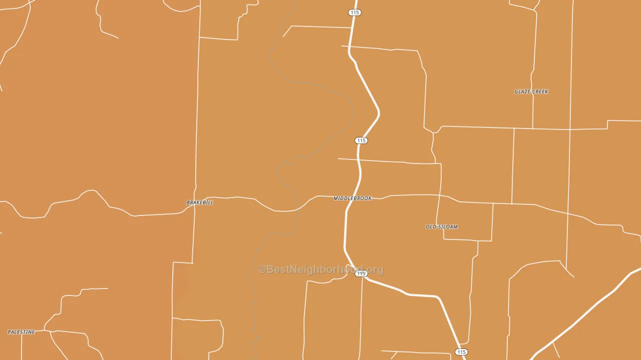 Map of the best neighborhoods in the Middlebrook area, with better matches in green and worse matches in red