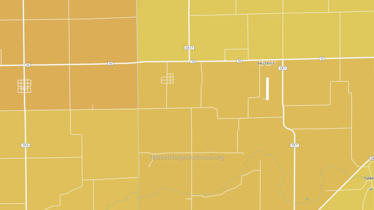 Map of the best neighborhoods in the Midland City area, with better matches in green and worse matches in red