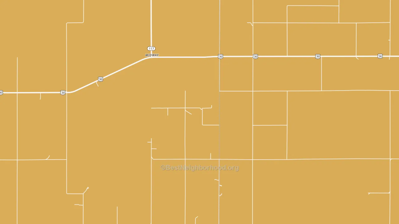 Map of the best neighborhoods in the Midway area, with better matches in green and worse matches in red