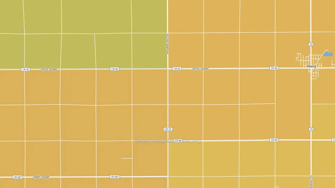 Map of the best neighborhoods in the Midway area, with better matches in green and worse matches in red
