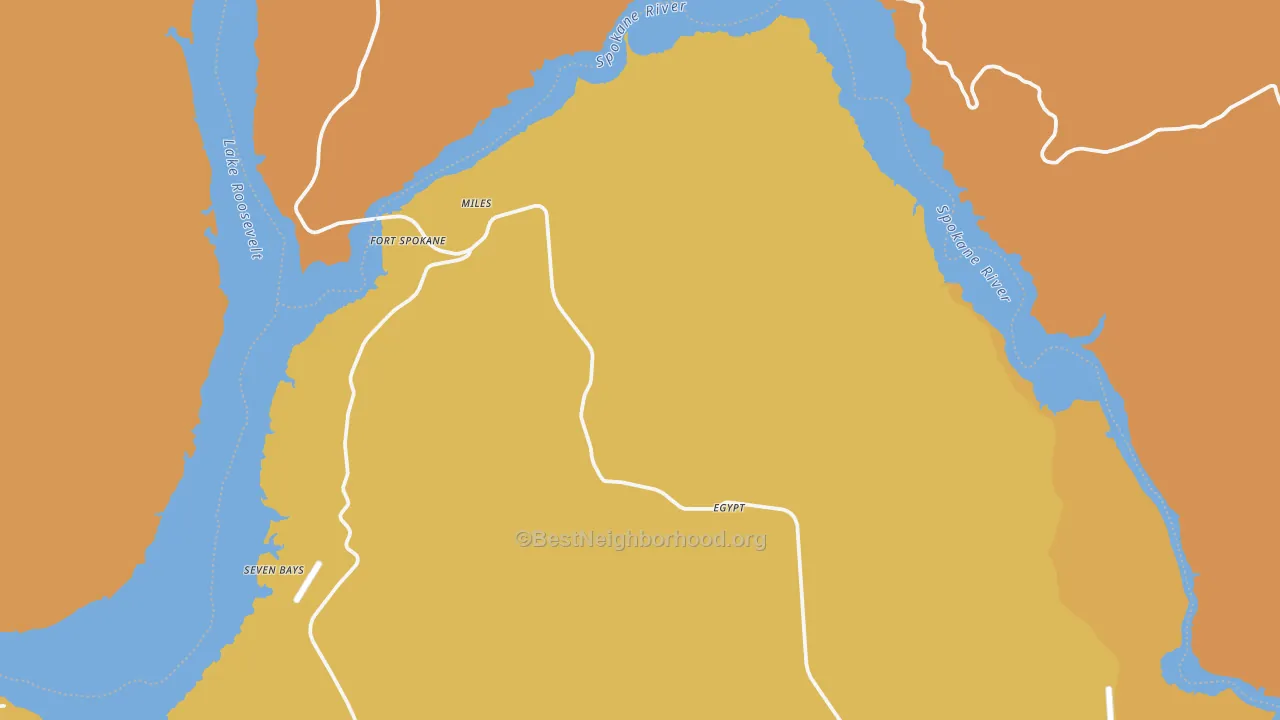 Map of the best neighborhoods in the Miles area, with better matches in green and worse matches in red