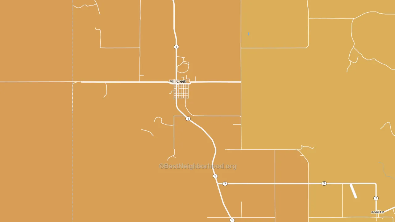 Map of the best neighborhoods in the Mill Creek area, with better matches in green and worse matches in red