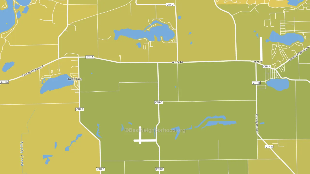 Map of the best neighborhoods in the Millard area, with better matches in green and worse matches in red
