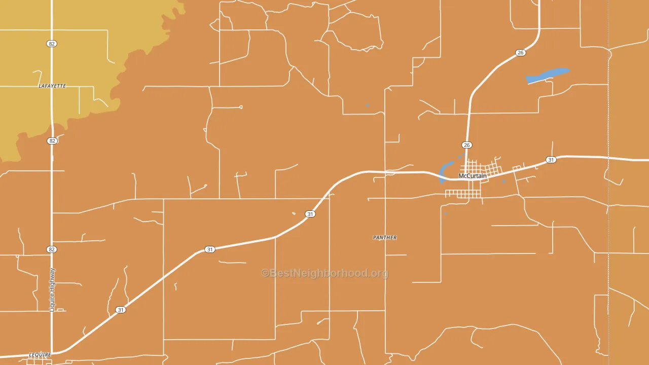Map of the best neighborhoods in the Milton area, with better matches in green and worse matches in red