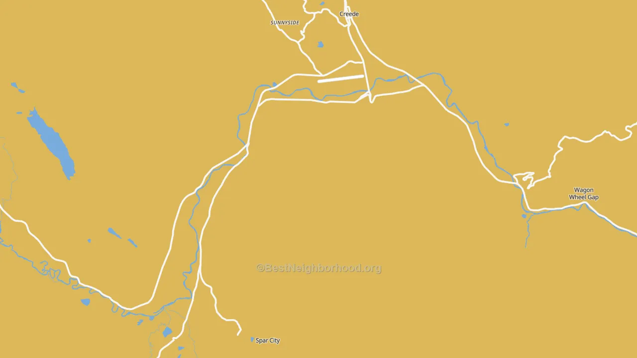 Map of the best neighborhoods in the Mineral County area, with better matches in green and worse matches in red