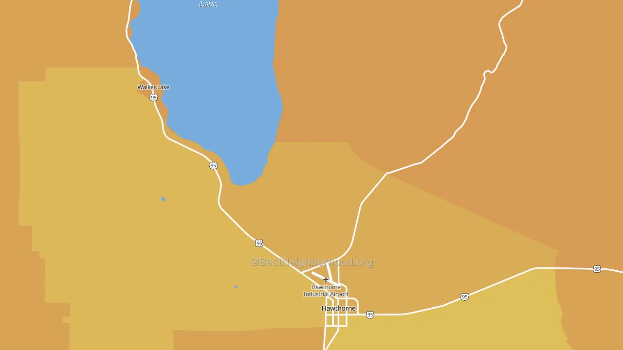 Map of the best neighborhoods in the Mineral County area, with better matches in green and worse matches in red