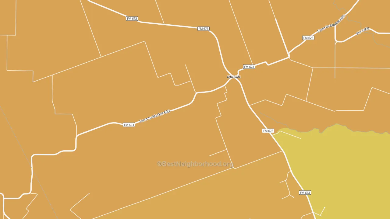 Map of the best neighborhoods in the Mineral area, with better matches in green and worse matches in red