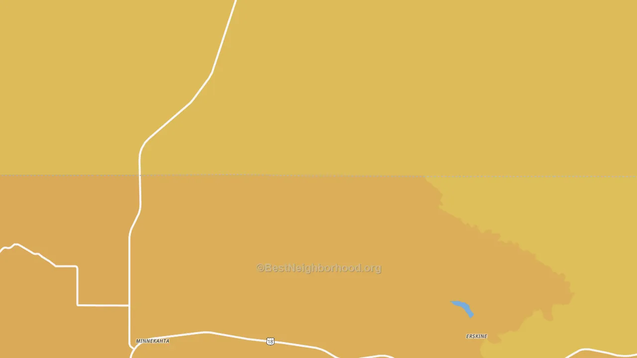 Map of the best neighborhoods in the Minnekahta area, with better matches in green and worse matches in red