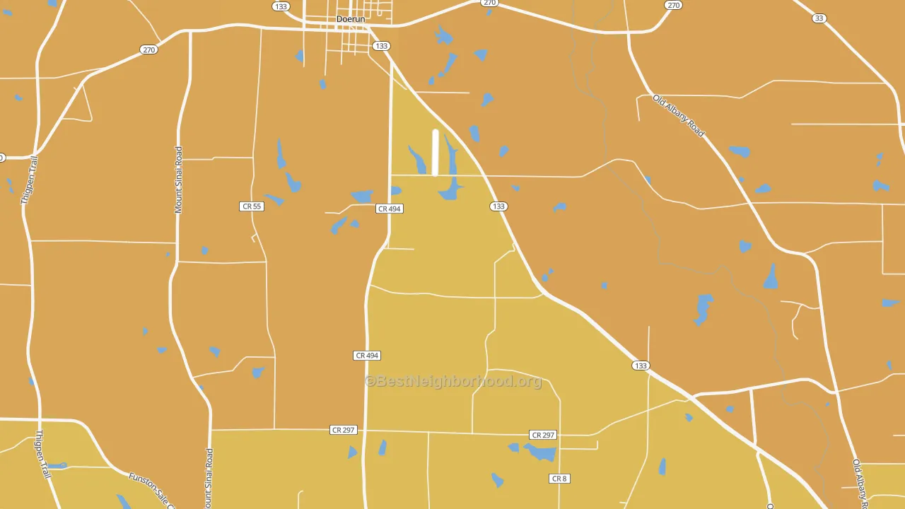 Map of the best neighborhoods in the Minnesota area, with better matches in green and worse matches in red