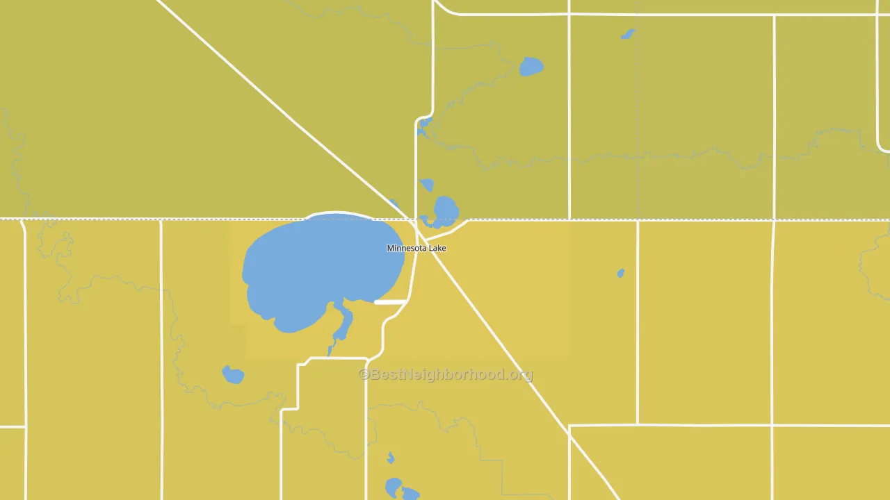 Map of the best neighborhoods in the Minnesota Lake area, with better matches in green and worse matches in red